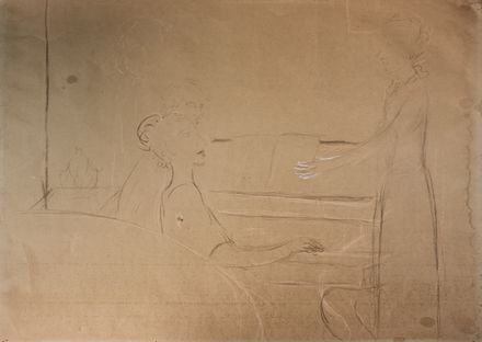  Louis-Aim Grosclaude  (Parigi, 1784 - 1869) : Bimba con cucciolo di leone.  - Auction Books & Graphics. Part I: Prints, Drawings & Paintings - Libreria Antiquaria Gonnelli - Casa d'Aste - Gonnelli Casa d'Aste