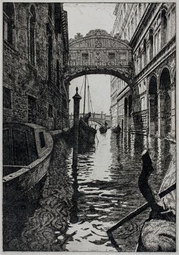  Laurenzio Laurenzi  (Assisi, 1878 - Roma, 1946) : Ponte dei Sospiri - Venezia.  - Asta Libri & Grafica. Parte I: Stampe, Disegni & Dipinti - Libreria Antiquaria Gonnelli - Casa d'Aste - Gonnelli Casa d'Aste