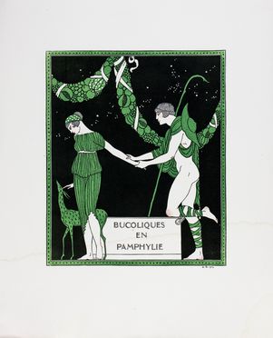 George Barbier  (Nantes, 1882 - Parigi, 1932) : Lotto composto di 3 illustrazioni, una vignetta e una copertina da Les chansons de Bilitis di Lous Pierre.  Pierre Lous  - Asta Libri & Grafica. Parte I: Stampe, Disegni & Dipinti - Libreria Antiquaria Gonnelli - Casa d'Aste - Gonnelli Casa d'Aste