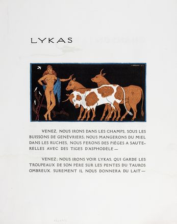  George Barbier  (Nantes, 1882 - Parigi, 1932) : Lotto composto di 5 vignette da Les chansons de Bilitis di Lous Pierre.  Pierre Lous  - Auction Books & Graphics. Part I: Prints, Drawings & Paintings - Libreria Antiquaria Gonnelli - Casa d'Aste - Gonnelli Casa d'Aste