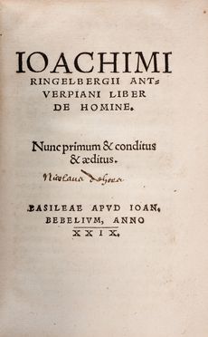  Ringelberg Joachim Sterck van : Liber de homine...  - Asta Libri & Grafica. Parte II: Autografi, Musica & Libri a Stampa - Libreria Antiquaria Gonnelli - Casa d'Aste - Gonnelli Casa d'Aste