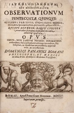  Panaroli Domenico : Iatrologismorum, seu medicinalium observationum Pentecostae quinque utilibus praeceptis... Medicina  Ludwig Gottfried Klein  - Auction Books & Graphics. Part II: Books, Manuscripts & Autographs - Libreria Antiquaria Gonnelli - Casa d'Aste - Gonnelli Casa d'Aste