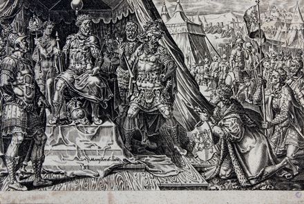  Philips Galle  (Haarlem, 1537 - Anversa, 1612) : La battaglia di Montereggioni.  - Asta Libri & Grafica. Parte I: Stampe, Disegni & Dipinti - Libreria Antiquaria Gonnelli - Casa d'Aste - Gonnelli Casa d'Aste