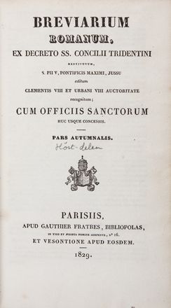 Breviarium Romanum. Religione  - Auction Books & Graphics. Part II: Books, Manuscripts & Autographs - Libreria Antiquaria Gonnelli - Casa d'Aste - Gonnelli Casa d'Aste