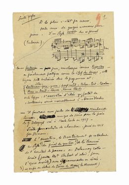 Raccolta di 18 autografi (tra lettere e citazioni musicali) di compositori francesi.  - Asta Libri & Grafica - Libreria Antiquaria Gonnelli - Casa d'Aste - Gonnelli Casa d'Aste