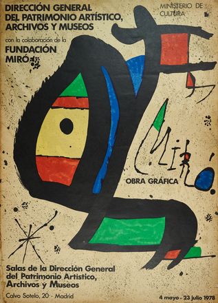  Joan Miró  (Montroig, 1893 - Palma di Majorca, 1983) : Lotto composto di 2 manifesti + 1 lito tratta da Derrière le miroir.  - Auction Books & Graphics - Libreria Antiquaria Gonnelli - Casa d'Aste - Gonnelli Casa d'Aste
