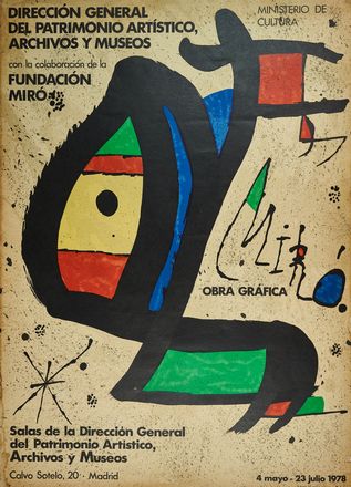  Joan Mir  (Montroig, 1893 - Palma di Majorca, 1983) : Lotto composto di 2 manifesti + 1 lito tratta da Derrire le miroir.  - Auction Books & Graphics - Libreria Antiquaria Gonnelli - Casa d'Aste - Gonnelli Casa d'Aste