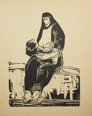  Lorenzo Viani  (Viareggio, 1882 - Ostia, 1936) : Due xilografie: L'elemosina. Nonna e nipote.  - Auction Books & Graphics - Libreria Antiquaria Gonnelli - Casa d'Aste - Gonnelli Casa d'Aste
