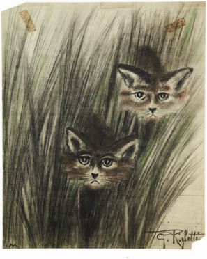  Guido Righetti  (1875 - 1958) : Lotto di 2 disegni. Gatti. Topi.  - Auction Books & Graphics - Libreria Antiquaria Gonnelli - Casa d'Aste - Gonnelli Casa d'Aste