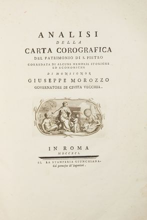  Morozzo Giuseppe : Analisi della Carta Corografica del Patrimonio di S. Pietro corredata da alcune memorie storiche ed economiche. Cartografia, Religione, Geografia e viaggi, Figurato, Geografia e viaggi, Collezionismo e Bibliografia  Giovanni Maria Cassini  (Venezia,, 1745 - Roma,, 1824)  - Auction Books & Graphics - Libreria Antiquaria Gonnelli - Casa d'Aste - Gonnelli Casa d'Aste