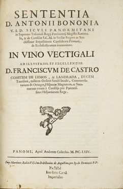  Bologni Antonio : Sententia [...] in vino vectigali...  - Asta Libri & Grafica - Libreria Antiquaria Gonnelli - Casa d'Aste - Gonnelli Casa d'Aste