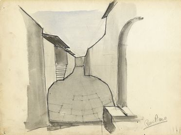  Piano Renzo : Raccolta di 11 disegni originali con firme autografe conservati in una cartella universitaria del celebre architetto (Universit� di Firenze / Facolt� di Architettura), insieme a un ritratto fotografico con firma autografa Architettura  - Auction Books & Graphics - Libreria Antiquaria Gonnelli - Casa d'Aste - Gonnelli Casa d'Aste