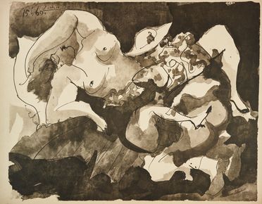  Pablo Picasso  (Malaga, 1881 - Mougins, 1973) : Toros 15 lavis inédits. Poème de Pablo Neruda traduit par Jean Marcenac.  Pablo Neruda, Jean Marcenac  - Asta Libri & Grafica - Libreria Antiquaria Gonnelli - Casa d'Aste - Gonnelli Casa d'Aste