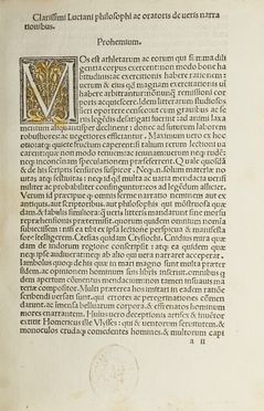  Lucianus : Vera historia. Incunabolo, Storia, Collezionismo e Bibliografia, Storia, Diritto e Politica  Leon Battista Alberti  - Auction Books & Graphics - Libreria Antiquaria Gonnelli - Casa d'Aste - Gonnelli Casa d'Aste