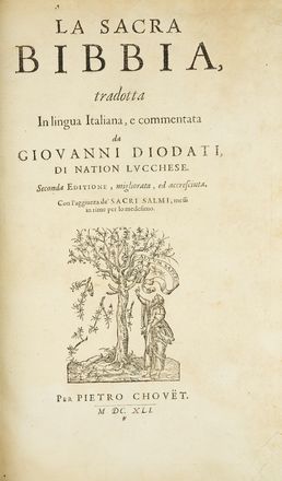 La Sacra Bibbia, tradotta in lingua Italiana, e commentata da Giovanni Diodati di nation lucchese. Seconda editione, migliorata ed accresciuta.  Giovanni Diodati  (Ginevra, 1576 - Ginevra, 1649), Abraham Bosse  (Tours, 1604 - Parigi, 1676)  - Asta Libri & Grafica - Libreria Antiquaria Gonnelli - Casa d'Aste - Gonnelli Casa d'Aste