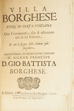  Montelatici Domenico : Villa Borghese fuori di Porta Pinciana con l'ornamenti...  - Asta Libri & Grafica - Libreria Antiquaria Gonnelli - Casa d'Aste - Gonnelli Casa d'Aste