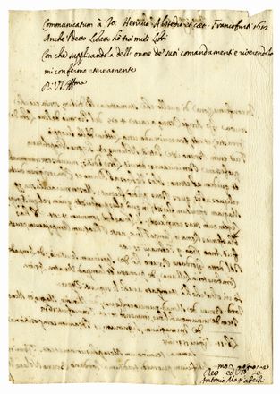  Magliabechi Antonio : Lettera manoscritta a firma di Antonio Magliabechi inviata al matematico Vincenzo Viviani.  - Asta Libri & Grafica - Libreria Antiquaria Gonnelli - Casa d'Aste - Gonnelli Casa d'Aste