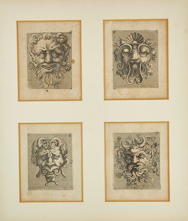  Adamo Scultori  (Mantova,  - Roma, 1587) : Lotto di otto tavole raffiguranti mascheroni.  - Asta Libri & Grafica - Libreria Antiquaria Gonnelli - Casa d'Aste - Gonnelli Casa d'Aste