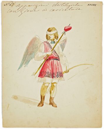  Anonimo del XIX secolo : Lotto di 7 figurini teatrali per il ballo Prometeo al Teatro alla Scala di Milano.  - Auction Books & Graphics - Libreria Antiquaria Gonnelli - Casa d'Aste - Gonnelli Casa d'Aste