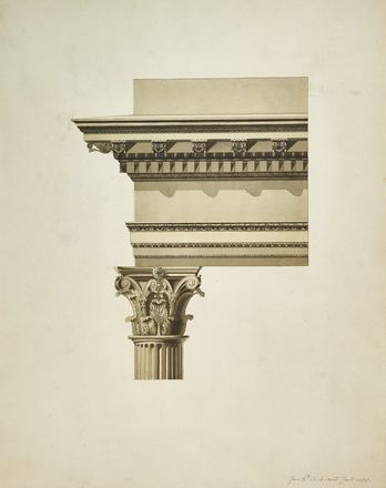 Jean Baptiste Morand (de)  (met� XIX secolo, ) : Lotto di 3 disegni di colonne, capitelli e ordini architettonici.  - Asta Libri & Grafica - Libreria Antiquaria Gonnelli - Casa d'Aste - Gonnelli Casa d'Aste