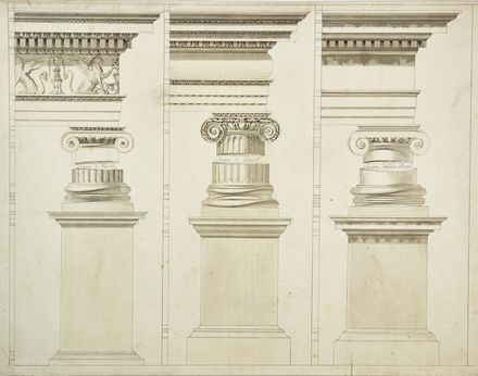  Jean Baptiste Morand (de)  (met� XIX secolo, ) : Lotto di 3 disegni di colonne, capitelli e ordini architettonici.  - Asta Libri & Grafica - Libreria Antiquaria Gonnelli - Casa d'Aste - Gonnelli Casa d'Aste