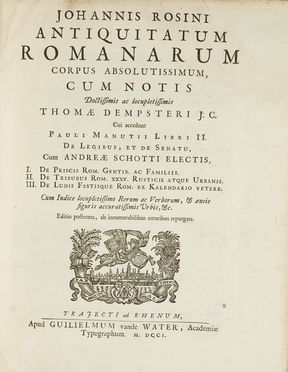  Roszfeld Johannes : Antiquitatum Romanarum corpus absolutissimum, cum notis doctissimis...  - Asta Libri & Grafica - Libreria Antiquaria Gonnelli - Casa d'Aste - Gonnelli Casa d'Aste