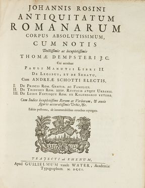  Roszfeld Johannes : Antiquitatum Romanarum corpus absolutissimum, cum notis doctissimis... Classici, Storia, Letteratura, Storia, Diritto e Politica  - Auction Books & Graphics - Libreria Antiquaria Gonnelli - Casa d'Aste - Gonnelli Casa d'Aste