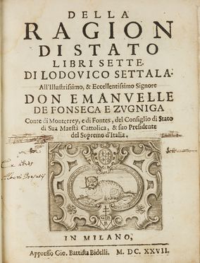  Settala Lodovico : Della ragion di stato libri sette.  - Asta Libri & Grafica - Libreria Antiquaria Gonnelli - Casa d'Aste - Gonnelli Casa d'Aste