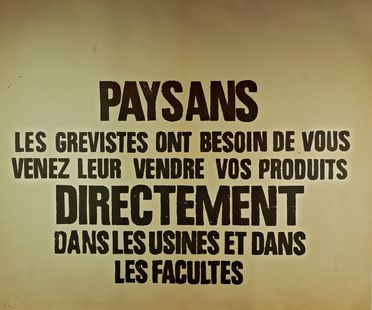 Paysans. Les grevistes ont besoin de vous venez leur vendre vos produits directement dans les usines et dans les facultes.  - Asta Libri & Grafica - Libreria Antiquaria Gonnelli - Casa d'Aste - Gonnelli Casa d'Aste