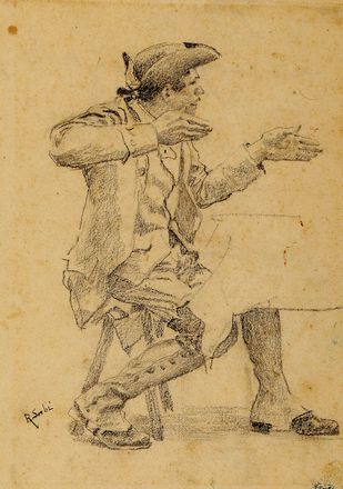  Raffaello Sorbi  (Firenze, 1844 - Firenze, 1941) : Lotto di 2 disegni con personaggi maschili in costume.  - Auction Books & Graphics - Libreria Antiquaria Gonnelli - Casa d'Aste - Gonnelli Casa d'Aste