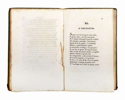  Leopardi Giacomo : Canti. Letteratura italiana  - Auction Books & Graphics - Libreria Antiquaria Gonnelli - Casa d'Aste - Gonnelli Casa d'Aste