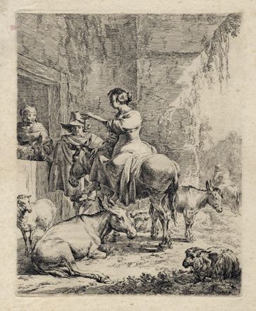  Nicolaes Pietersz. Berchem  (1621 - 1683) : Il gregge in riposo/La sosta alla taverna.  - Auction Books & Graphics - Libreria Antiquaria Gonnelli - Casa d'Aste - Gonnelli Casa d'Aste