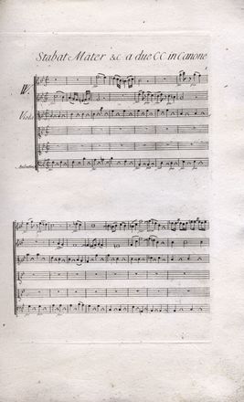  Carafo Pasquale : Stabat Mater / Musica a quattro voci e a due in canone con violini, viola e basso [...] dedicata alle LL. RR: MM: / Ferdinando IV / Re delle Due Sicilie / e di / Maria Carolina d?Austria [...].  - Asta Libri & Grafica - Libreria Antiquaria Gonnelli - Casa d'Aste - Gonnelli Casa d'Aste