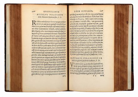  Poliziano Angelo [e altri] : Epistolarum libri duodecim. Praeterea, eorum quae Graeca sunt, accuratissima interpretatio.  Giovanni Pico della Mirandola, Ermolao Barbaro, Pomponio Leto, Nicolo Leoniceno, Filippo Beroaldo  - Asta Libri & Grafica - Libreria Antiquaria Gonnelli - Casa d'Aste - Gonnelli Casa d'Aste