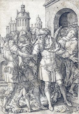  Heinrich Aldegrever  (Paderborn, 1502 - Soest, 1560) : Lot rifiuta di consegnare gli angeli agli abitanti di Sodoma.  - Auction Books & Graphics - Libreria Antiquaria Gonnelli - Casa d'Aste - Gonnelli Casa d'Aste