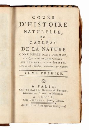  Beaurieu Gaspard Guillard (de), Hennebert Jean Baptiste Franois : Cours d'Histoire naturelle [...]. Orn de 46 planches, contenant 150 figures. Tome premier (-septime). Scienze naturali, Figurato, Collezionismo e Bibliografia  - Auction Books & Graphics - Libreria Antiquaria Gonnelli - Casa d'Aste - Gonnelli Casa d'Aste