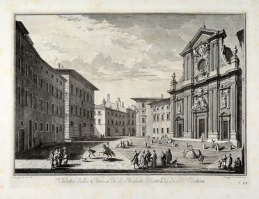  Giuseppe Zocchi  (Firenze, 1717 - 1767) : Lotto composto di 3 vedute da Scelta di XXIV vedute delle principali contrade, piazze, chiese e palazzi della Citt di Firenze.  Giuseppe Vasi  (Corleone, 1710 - Roma, 1782)  - Asta Libri & Grafica - Libreria Antiquaria Gonnelli - Casa d'Aste - Gonnelli Casa d'Aste