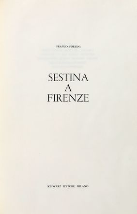  Fortini Franco : Sestina a Firenze.  Ottone Rosai  (Firenze, 1895 - Ivrea, 1957)  - Asta Libri & Grafica - Libreria Antiquaria Gonnelli - Casa d'Aste - Gonnelli Casa d'Aste