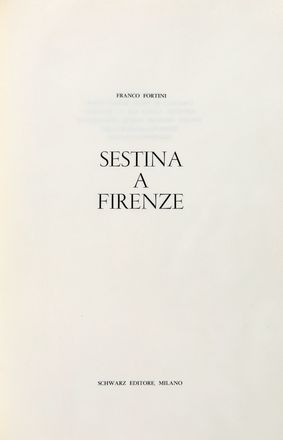  Fortini Franco : Sestina a Firenze. Libro d'Artista, Incisione, Letteratura, Collezionismo e Bibliografia, Arte  Ottone Rosai  (Firenze, 1895 - Ivrea, 1957)  - Auction Books & Graphics - Libreria Antiquaria Gonnelli - Casa d'Aste - Gonnelli Casa d'Aste