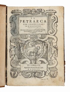  Vellutello Alessandro : Il Petrarca.  Francesco Petrarca  - Asta Libri & Grafica - Libreria Antiquaria Gonnelli - Casa d'Aste - Gonnelli Casa d'Aste