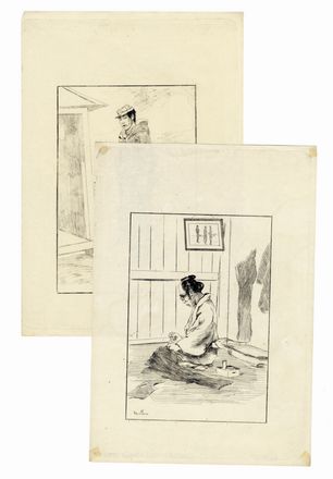  Georges Ferdinand Bigot  (Parigi, 1860 - 1927) : Lotto composto di 10 incisioni da Croquis Japonais.  - Auction Books & Graphics - Libreria Antiquaria Gonnelli - Casa d'Aste - Gonnelli Casa d'Aste