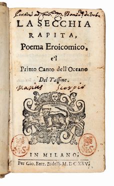  Tassoni Alessandro : La secchia rapita.  - Asta Libri & Grafica - Libreria Antiquaria Gonnelli - Casa d'Aste - Gonnelli Casa d'Aste