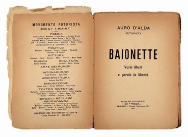  D'Alba Auro : Baionette: versi liberi e parole in libert.  - Asta Libri & Grafica - Libreria Antiquaria Gonnelli - Casa d'Aste - Gonnelli Casa d'Aste