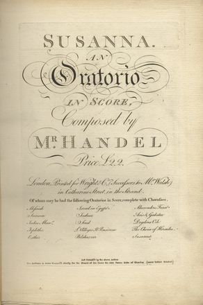  Händel Georg Friedrich : Susanna / an / Oratorio in Score [...].  - Asta Libri & Grafica - Libreria Antiquaria Gonnelli - Casa d'Aste - Gonnelli Casa d'Aste