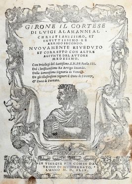  Alamanni Luigi : Girone il cortese [...] nuovamente riveduto et corretto con altre agiunte del Autore medesimo. Storia locale, Medicea, Romanzo cavalleresco, Letteratura italiana, Storia, Diritto e Politica, Storia, Diritto e Politica, Letteratura, Letteratura  Lorenzo Pignotti, Francesco Redi  - Auction Books & Graphics - Libreria Antiquaria Gonnelli - Casa d'Aste - Gonnelli Casa d'Aste