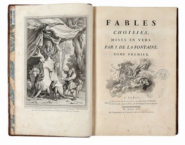  La Fontaine Jean (de) : Fables choisies, mises en vers [...]. Tome premier (-quatrième). Letteratura francese, Figurato, Letteratura, Collezionismo e Bibliografia  Charles Nicolas Cochin  (1715 - 1790), Jean-Baptiste Oudry  - Auction Books & Graphics - Libreria Antiquaria Gonnelli - Casa d'Aste - Gonnelli Casa d'Aste