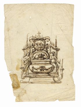  Anonimo del XVII secolo : Due progetti per sepolture monumentali.  - Auction Books & Graphics - Libreria Antiquaria Gonnelli - Casa d'Aste - Gonnelli Casa d'Aste