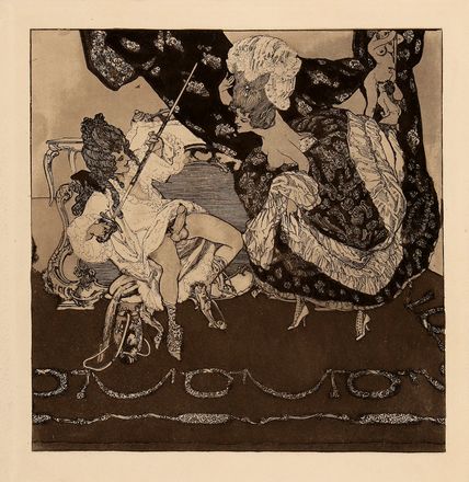  Franz Von Bayros (detto Choisy Le Conin)  (Agram, 1866 - Vienna, 1924) : Due tavole erotiche da Die Bombonnire.  - Asta Libri & Grafica - Libreria Antiquaria Gonnelli - Casa d'Aste - Gonnelli Casa d'Aste