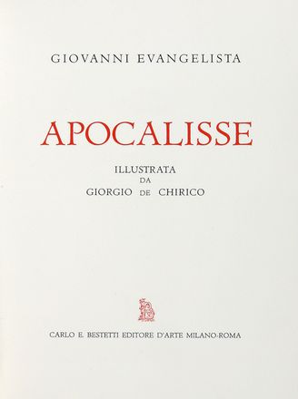  De Chirico Giorgio : Apocalisse.  - Asta Libri & Grafica - Libreria Antiquaria Gonnelli - Casa d'Aste - Gonnelli Casa d'Aste