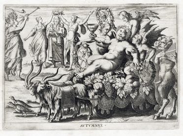  Justus Sadeler  (Anversa, 1583 - Venezia o Leida, 1620) : Ver, Aestas, Autumnus, Hyems (Le quattro stagioni).  - Asta Libri & Grafica - Libreria Antiquaria Gonnelli - Casa d'Aste - Gonnelli Casa d'Aste